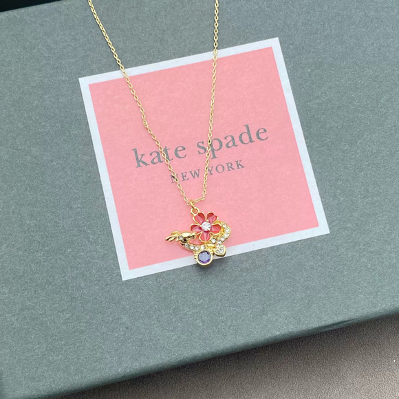 kate spade Jewelry - kate spade Enamel Inlaid Flower Full Diamond Dragon Metal Necklace